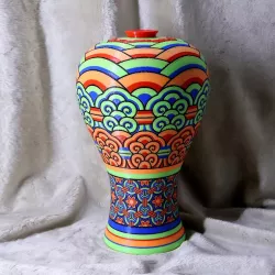 Korean traditional vase_Dancheong pattern (Multi color)