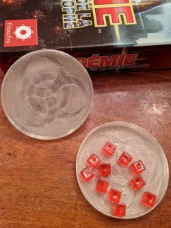 Petri dishes for Pandemic boardgame virus cubes