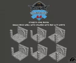 Tilescape™ GOTHIC CITY Addon Street Arch Wall with Columns