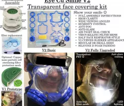 Eye Cu Smile V2 Transparent Face Covering Kit / Clear Mask NanoHack Copper3D Filter