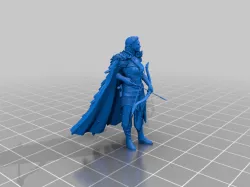 Female Elf Ranger Archer with feather cloak cape (original model by Toawi)
