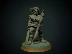 Half-orc female ranger 28mm (Supportless, FDM friendly)