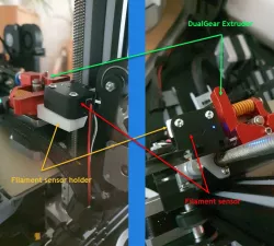Filament sensor holder for Dualgear extruder Ender 3/PRO/V2