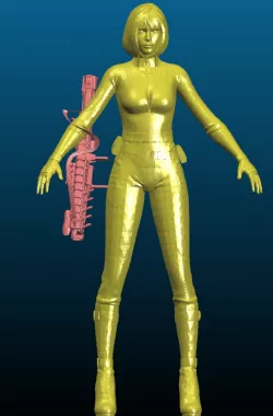 Girl in (sexy) tactical outfit with sci-fi gun - Remixed 