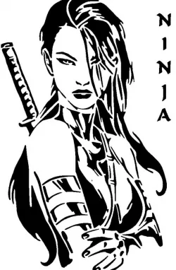 Ninja girl stencil