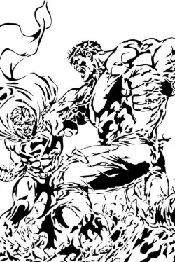 Superman VS Hulk stencil