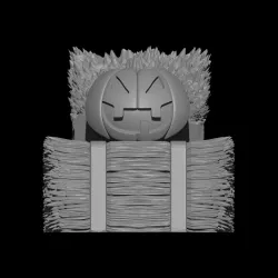 Halloween Jack-o'-lantern on bale of hay