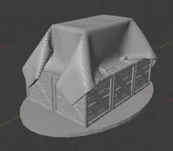 Wooden Crates covered by blanket (28mm tabletop scatter terrain)