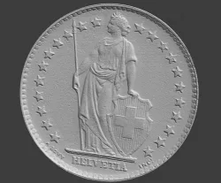 2 swiss francs, helvetia