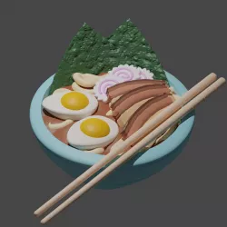 Bowl of Ramen scaled for 28mm tabletop terrain (plain version & naruto version)