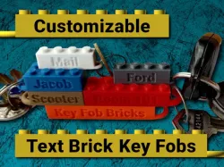 Customizable LEGO compatible Text Brick Key Fobs