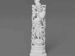 Krishna Playing the Flute - A Sandalwood Carving