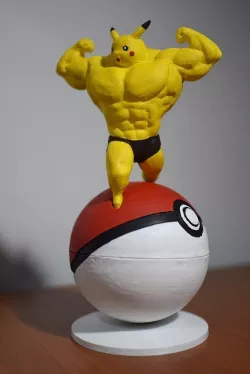 Magnetic Pokeball Stand for Ultra Swole Pikachu