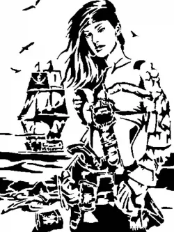 Pirate Girl stencil 2