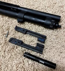 Shotgun bayonet lug flashlight adapter