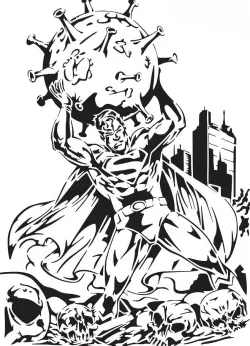 Superman vs Virus stencil