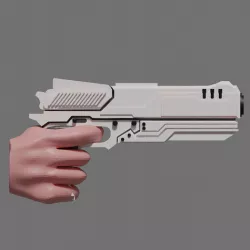 Cyberpunk pistol scaled for 28mm tabletop
