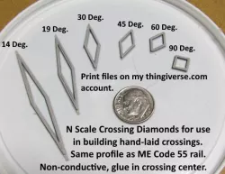 N Scale -- Print files for crossing center diamonds.