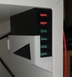 Supported shelf for USB charger with one-handed operation and easy removal/insertion