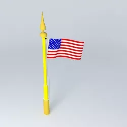 AMERICAN FLAG AND POLE 3D model