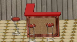 Balcão com bancos / Counter with stools.