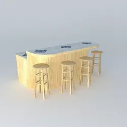 Breakfast Bar Light Wood 3D model