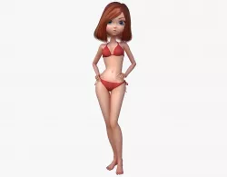 Cartoon Beach Girl Low-poly  3D model