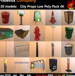City Props Low Poly Pack 4K  Low-poly  3D model