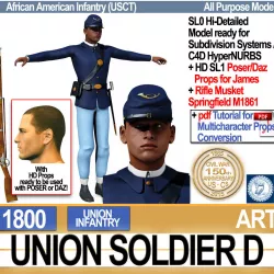 Civil War Union Soldier D African American Infantry wt PoserDaz 3D model
