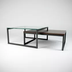 Coffeetable Set - Glass and Wood 3D model