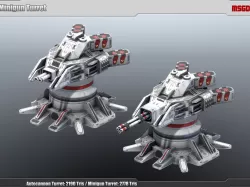 Minigun Turret Low-poly  3D model