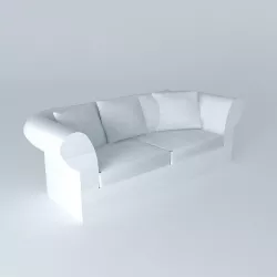 Roma white linen sofa 3D model