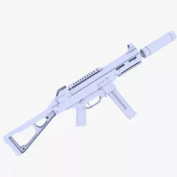 UMP 45 Submachine Gun Supressed 2 Low-poly  3D model