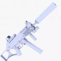 UMP 45 Submachine Gun Supressed Low-poly  3D model