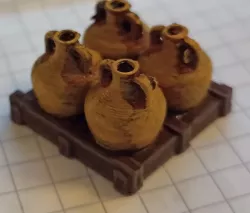 Amphora rack with 4 amphoras scaled for 28mm tabletop terrain