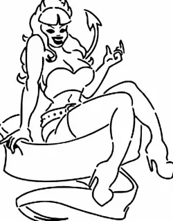 Devil girl stencil