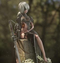 STL file 2B - Nier Automata 3D print 🟪・3D printer model to