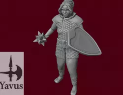 Female Human Scale Mail Morning Star Shield - Fighter, Cleric or Paladin
