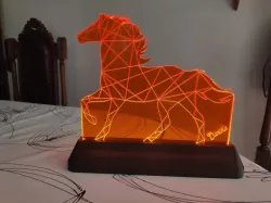 Horse Lamp stand with Acrylic engrave