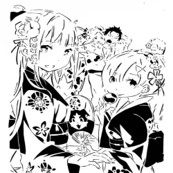 Rem and Emilia stencil 3