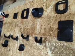 Various hooks and holders