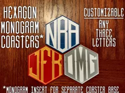 Customizable Hexagon Monogram Coasters