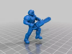 Doom guy with chainsaw miniature