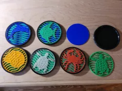 Water theme coasters - multicolor