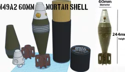 WWII US 60mm M49A2 HE mortar round