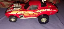 1985 Matchbox battery operated Hot-1 HotRod Racer Red Corvette rear drag tire