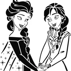 Anna and Elsa stencil 3