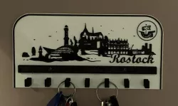 Key rack skyline of Rostock and Hansa Rostock