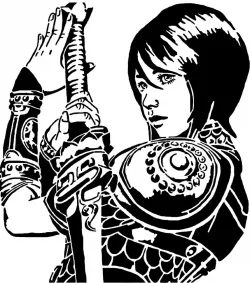 Sword Girl stencil