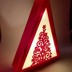 $2.00christmas tree triangle stand desktop with light. fast print no support